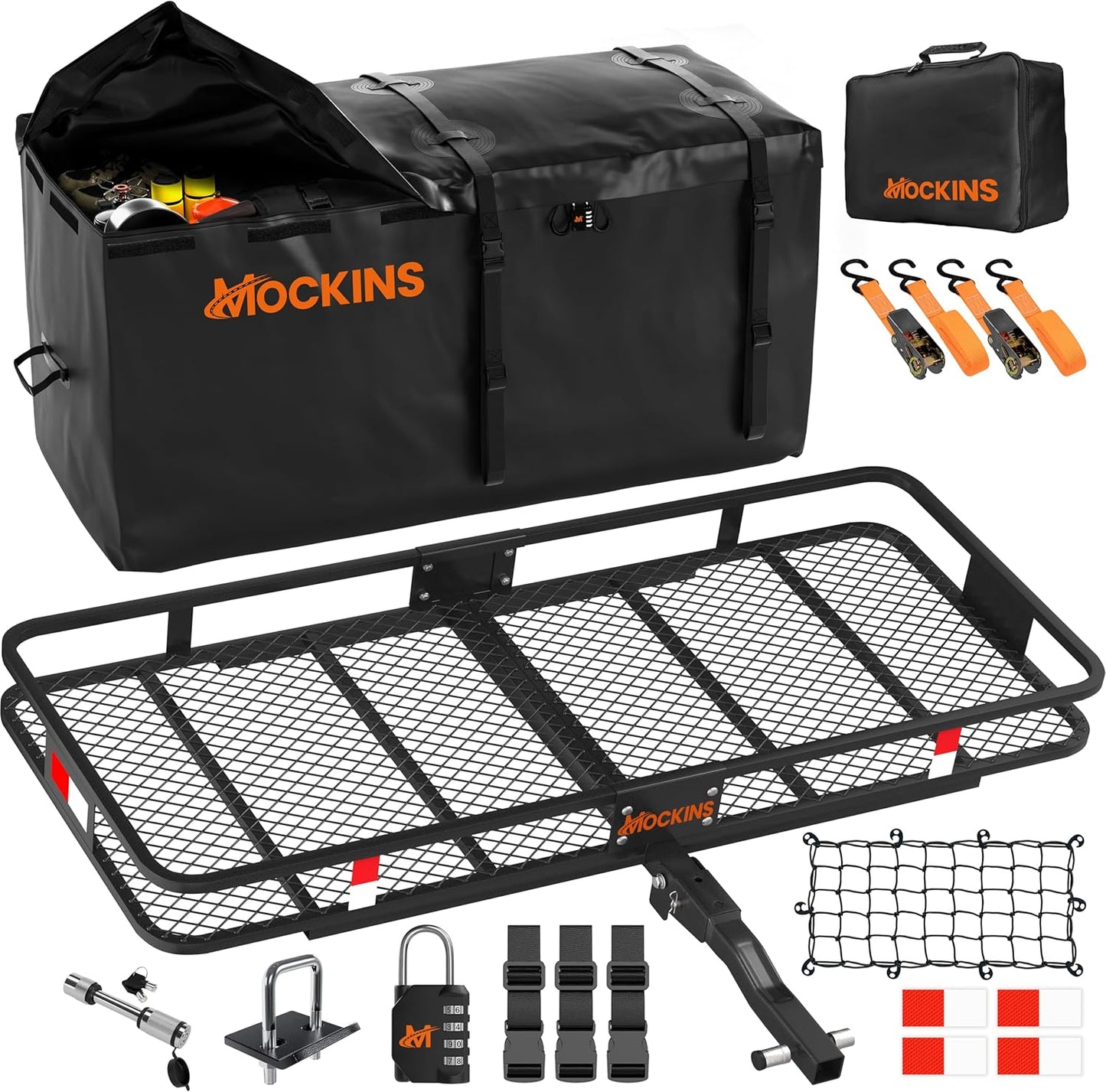 Mockins 60in Weatherproof Trailer Hitch Cargo Carrier & Bag