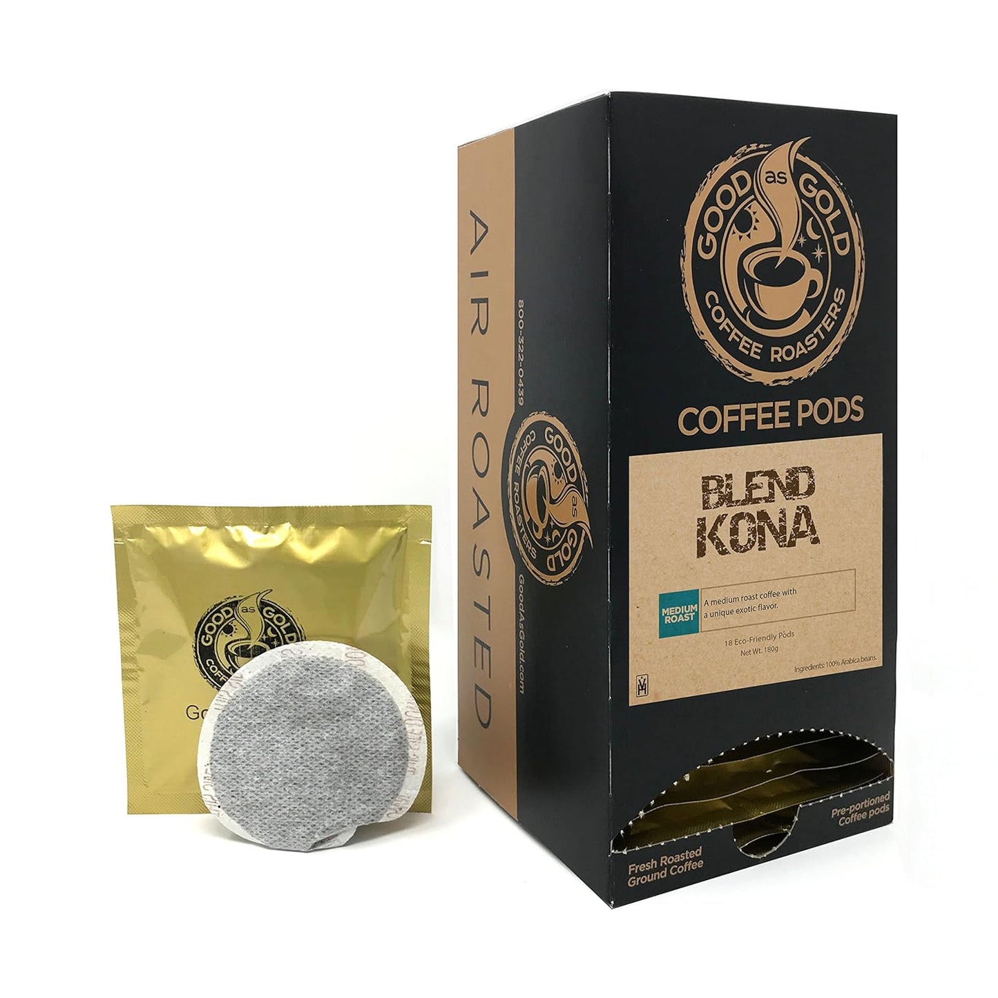 Golden Brew: Kona Blend Coffee Pods - 18 Pods