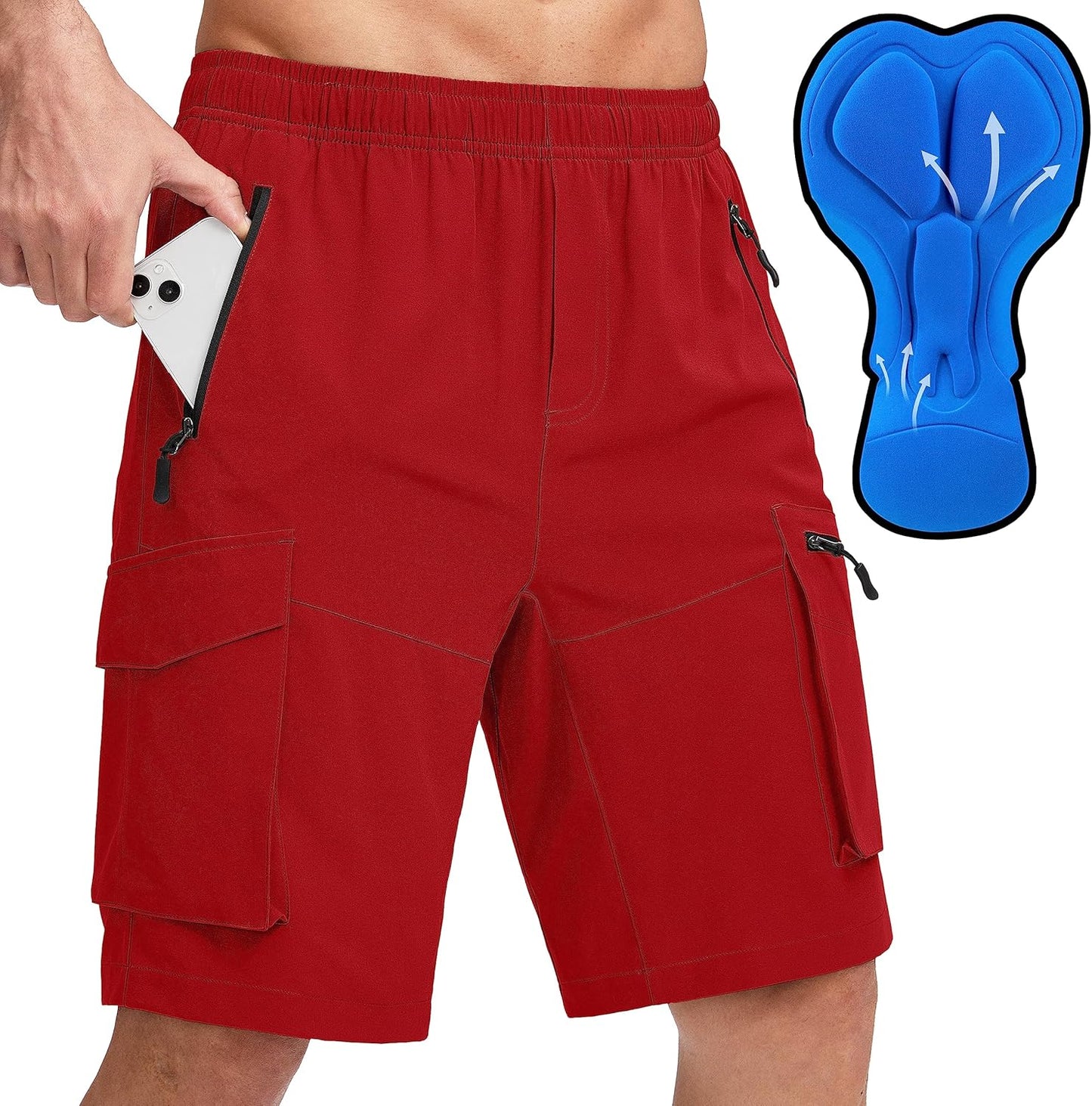 Bikewa Men's Mountain Bike Shorts with 3D Padding and Pockets