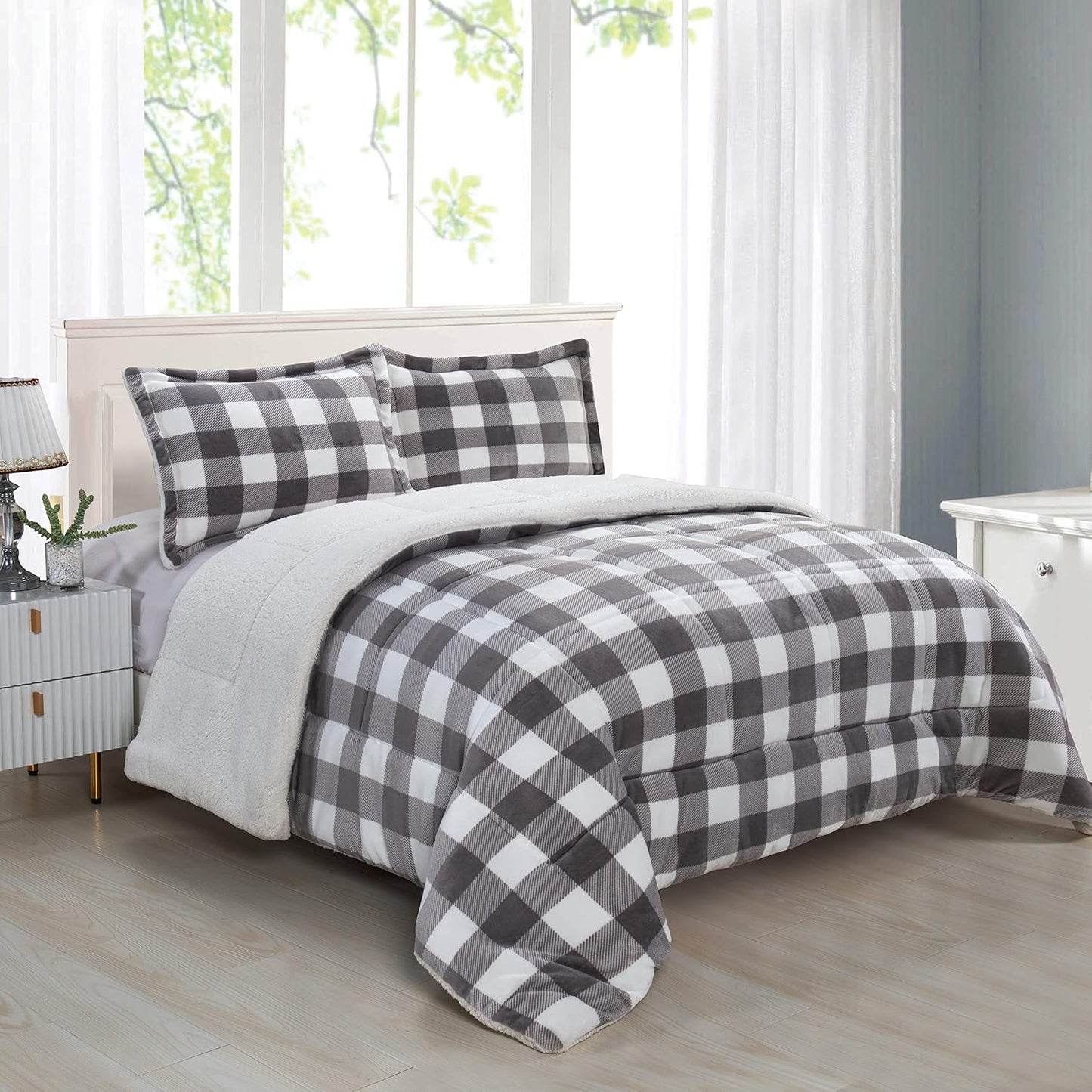Elegant Comfort King Size Micromink Sherpa Comforter Set