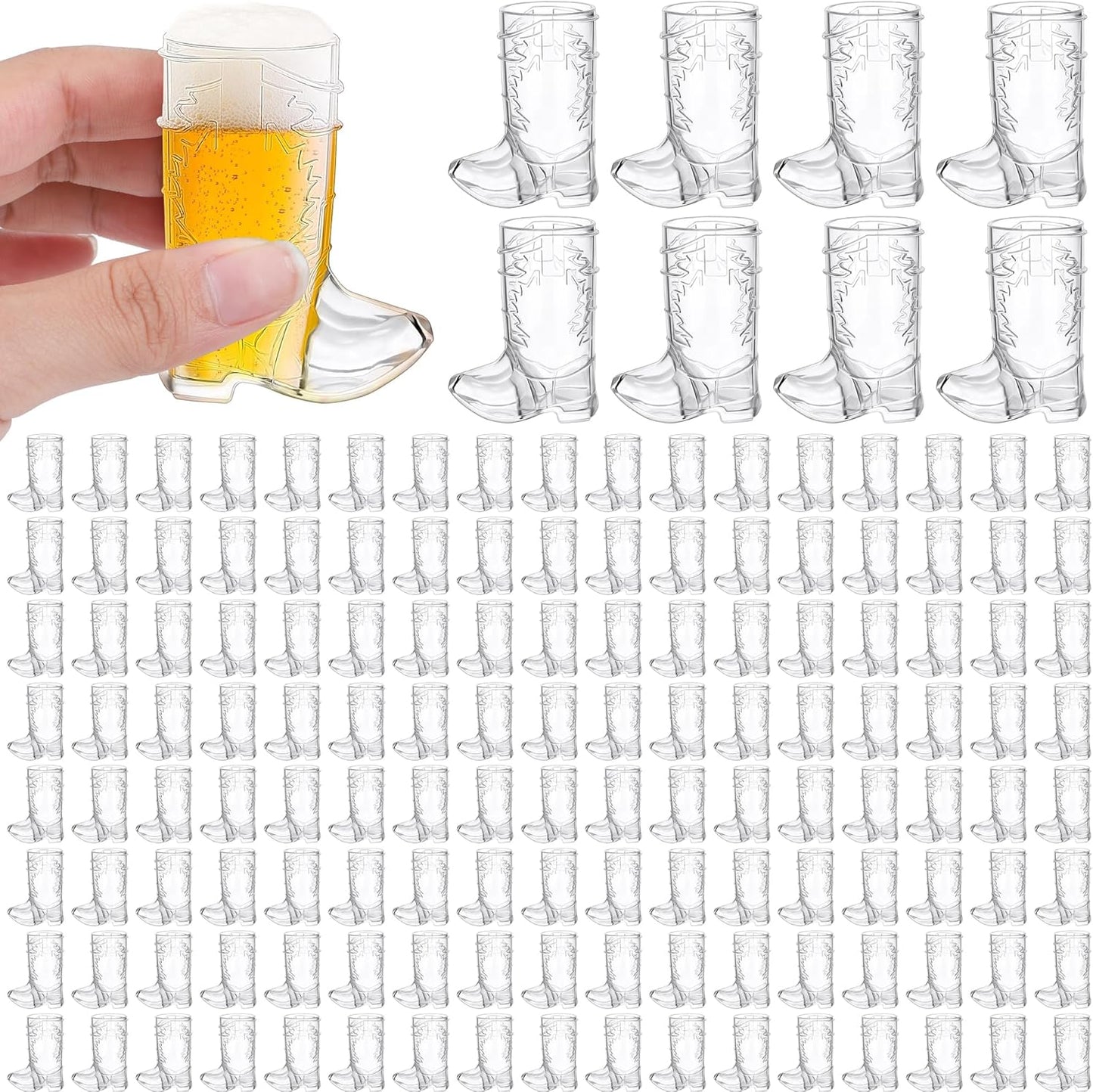 144 Pieces Clear Mini Cowboy Boot Shot Glasses for Parties