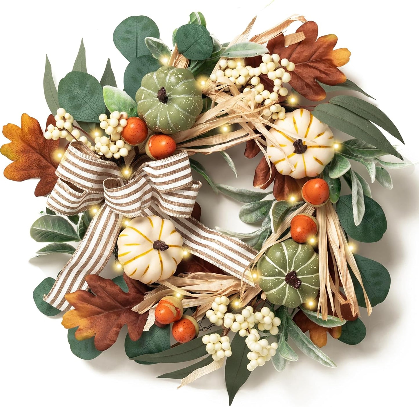 Valery Madelyn 18ft' Autumn Wreath with Lights for Front Door