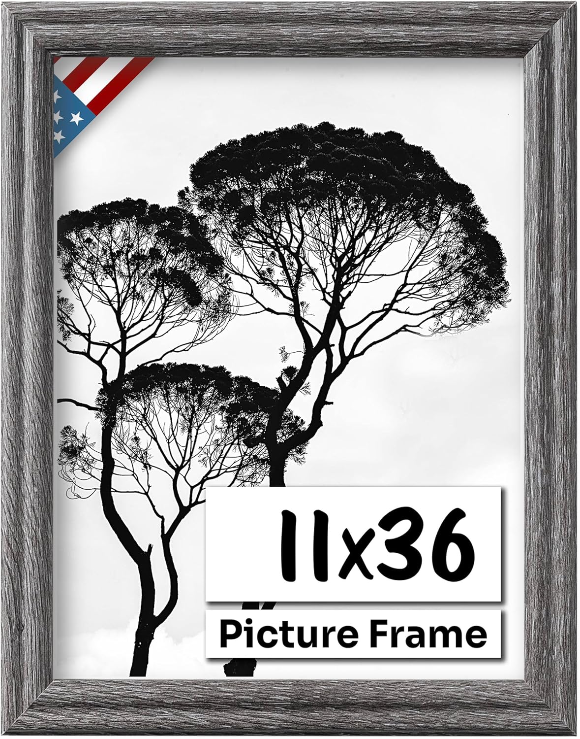 Barnwood Gray 11x36 Picture Frame - Handmade Solid Wood Frame