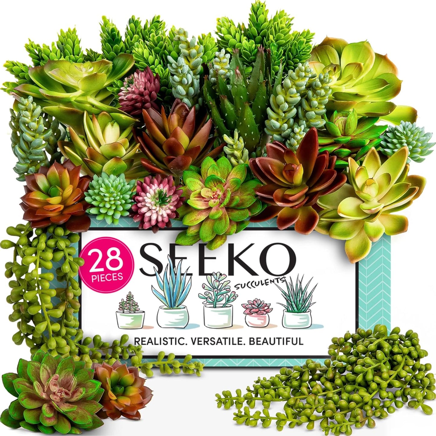 Artificial Succulents 28pc Set for Home Decor and Crafts
