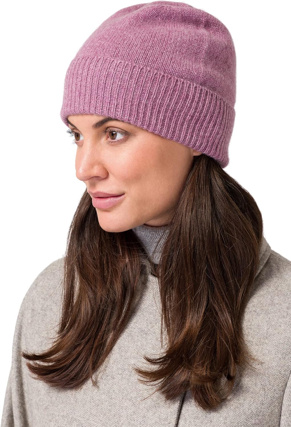 Womens Ribbed Beanie, 100% Cashmere, Soft & Stretchy Hat