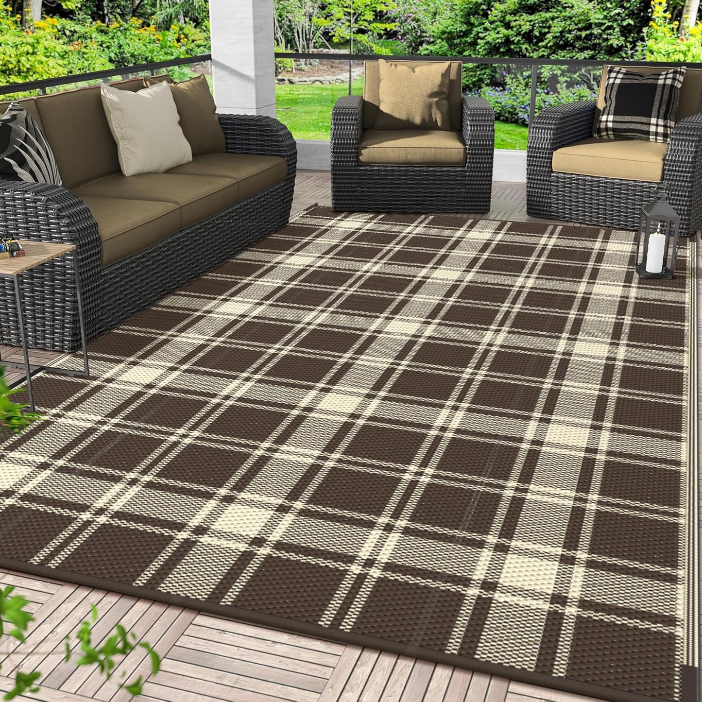 GENIMO Waterproof Outdoor Rug for Patio and Camping Use
