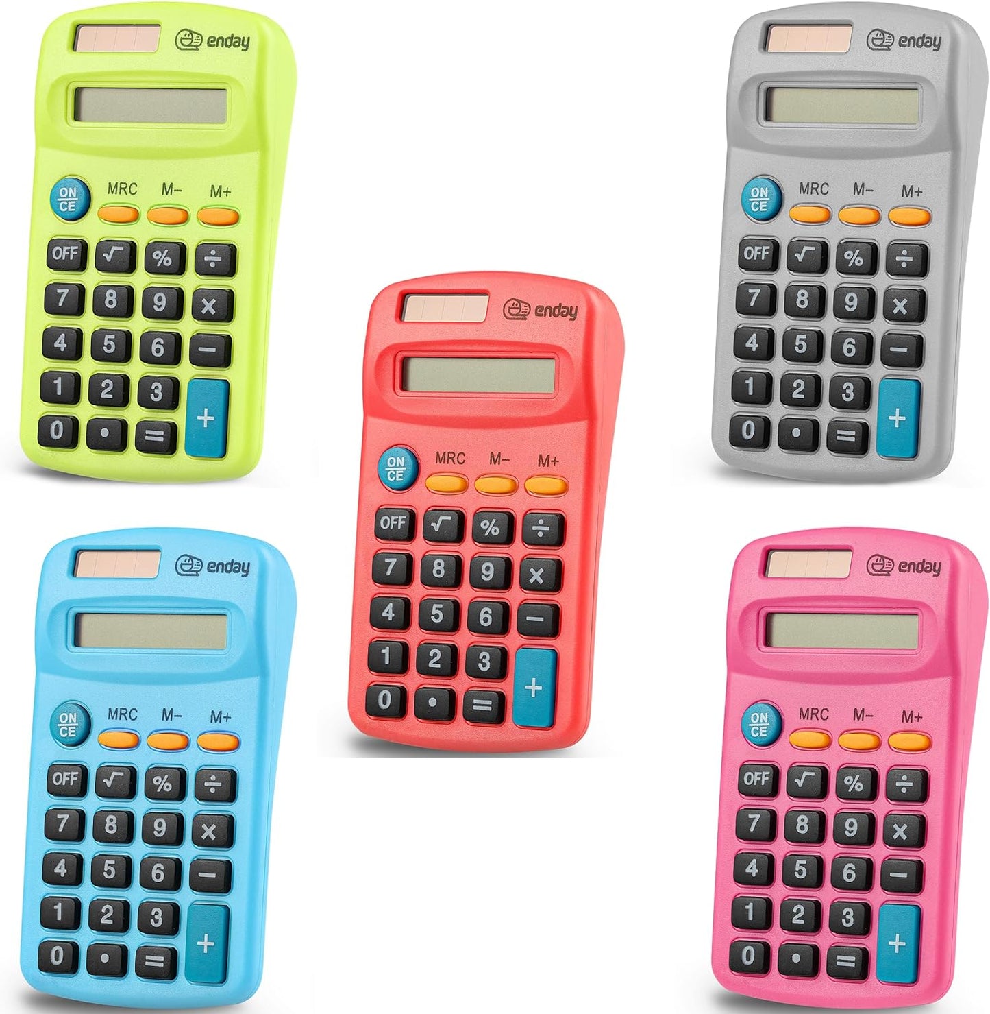 Emraw 8-Digit Pocket Calculator x5 - Dual Power, Large Display