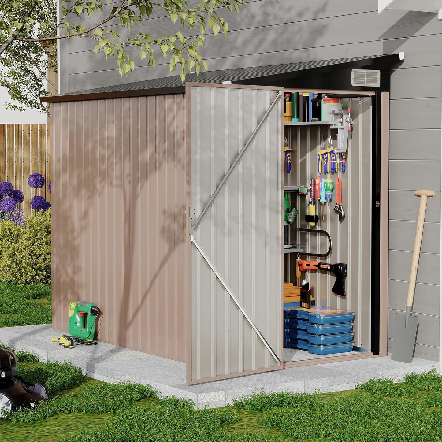 4ft x 8ft Outdoor Lean to Storage Shed for Garden Use