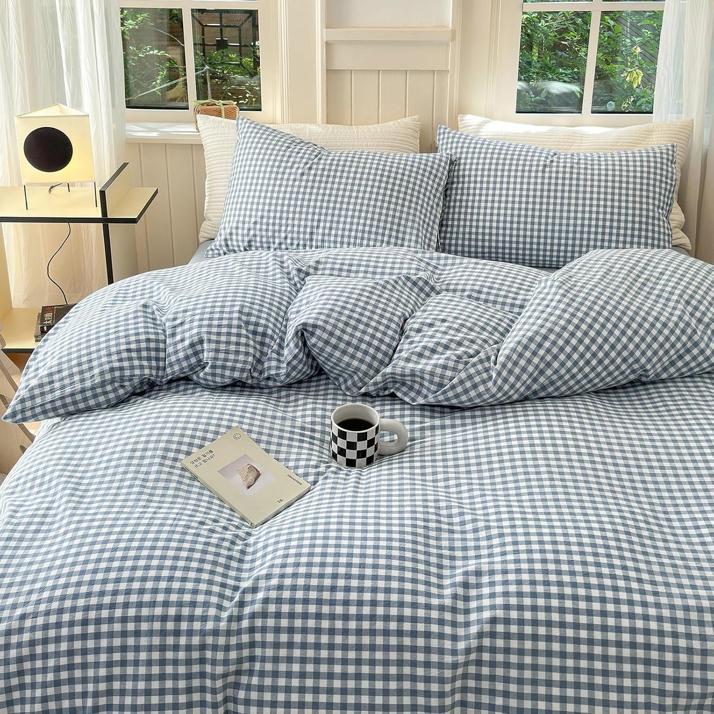 Blue Gingham Duvet Cover Twin XL Set for Cozy Bedroom Decor