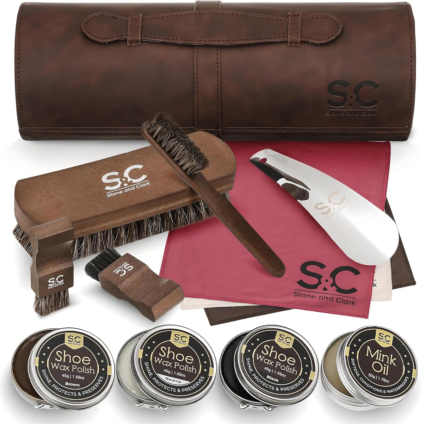 Complete Leather Care Kit - 13 PCS Shoe Polish Set