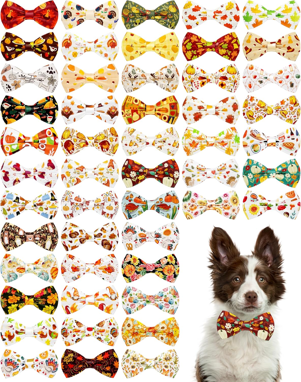 PET SHOW 50 Pack Fall Big Dog Bow Ties for Large Dogs