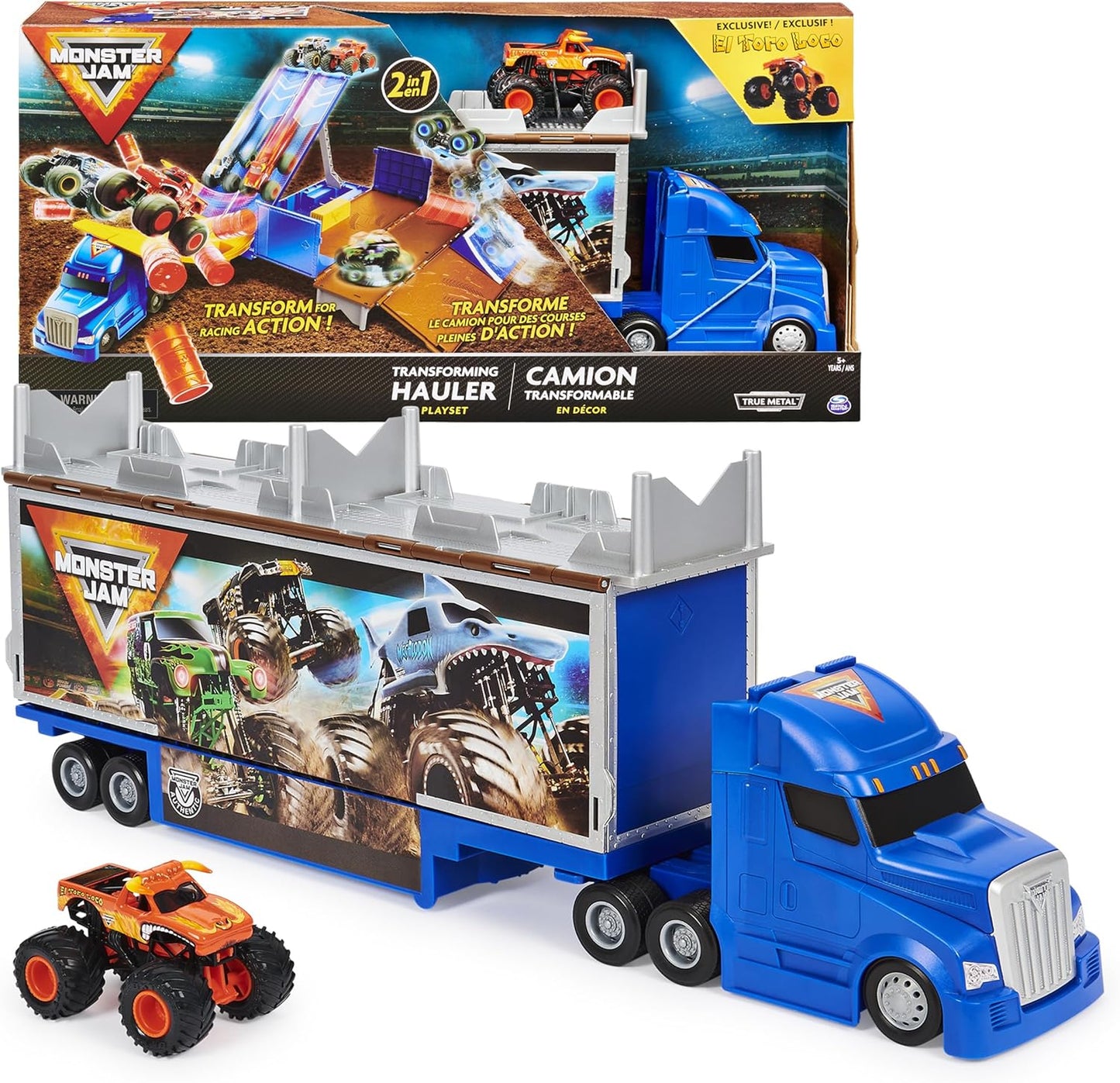 Monster Jam Transforming Hauler Playset with El Toro Loco Truck