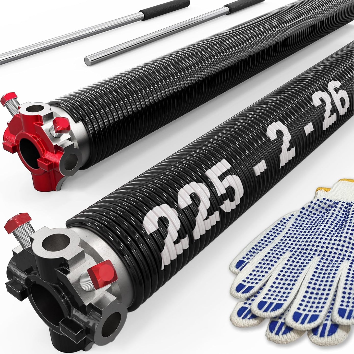 Garage Door Torsion Springs Set with Non-Slip Winding Bars