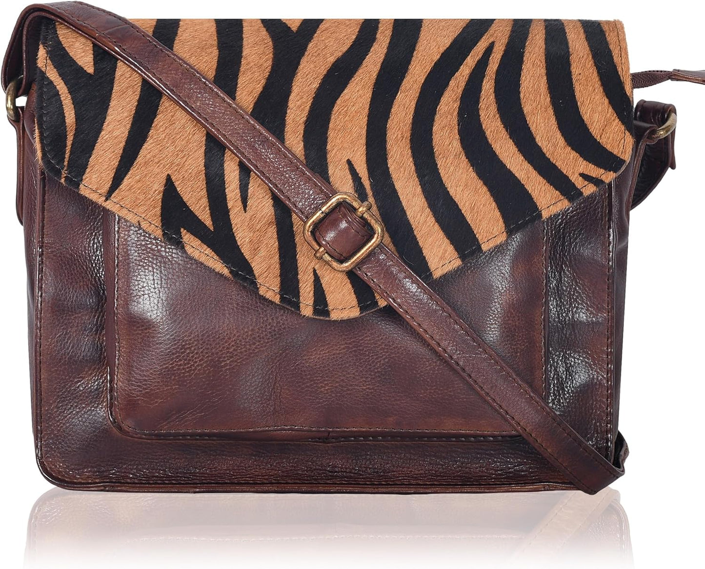 Leather Flapover Crossbody Handbag Purse for Women with Style