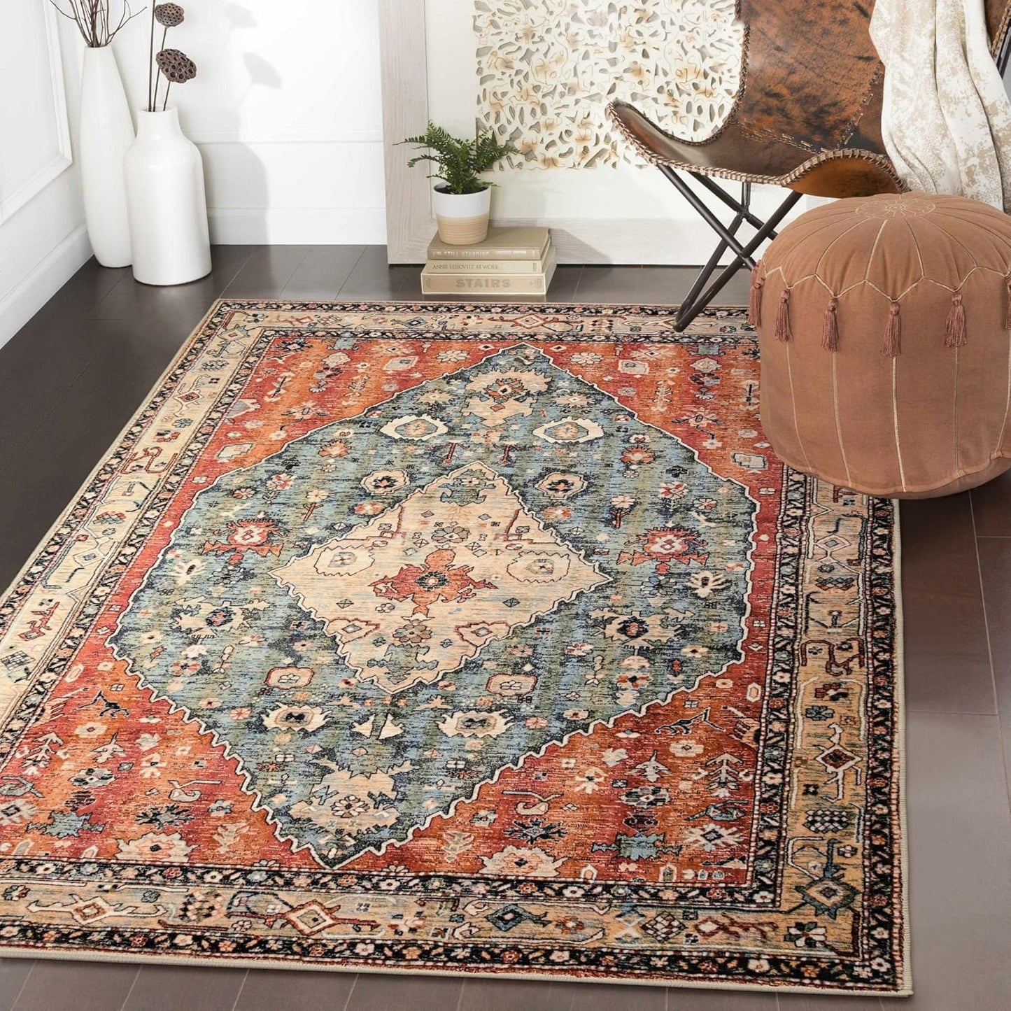 Lahome Boho Tribal 3x5 Washable Entry Throw Rugs for Home