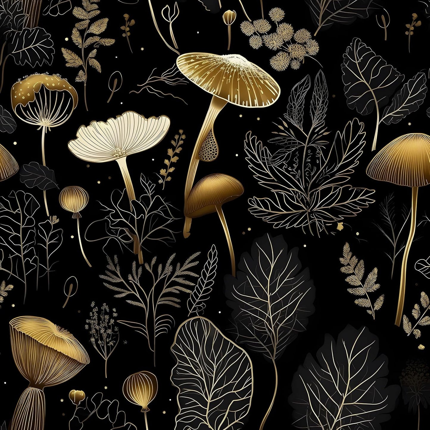 Boho Wallpaper Peel and Stick Dark Floral Vintage Mushrooms