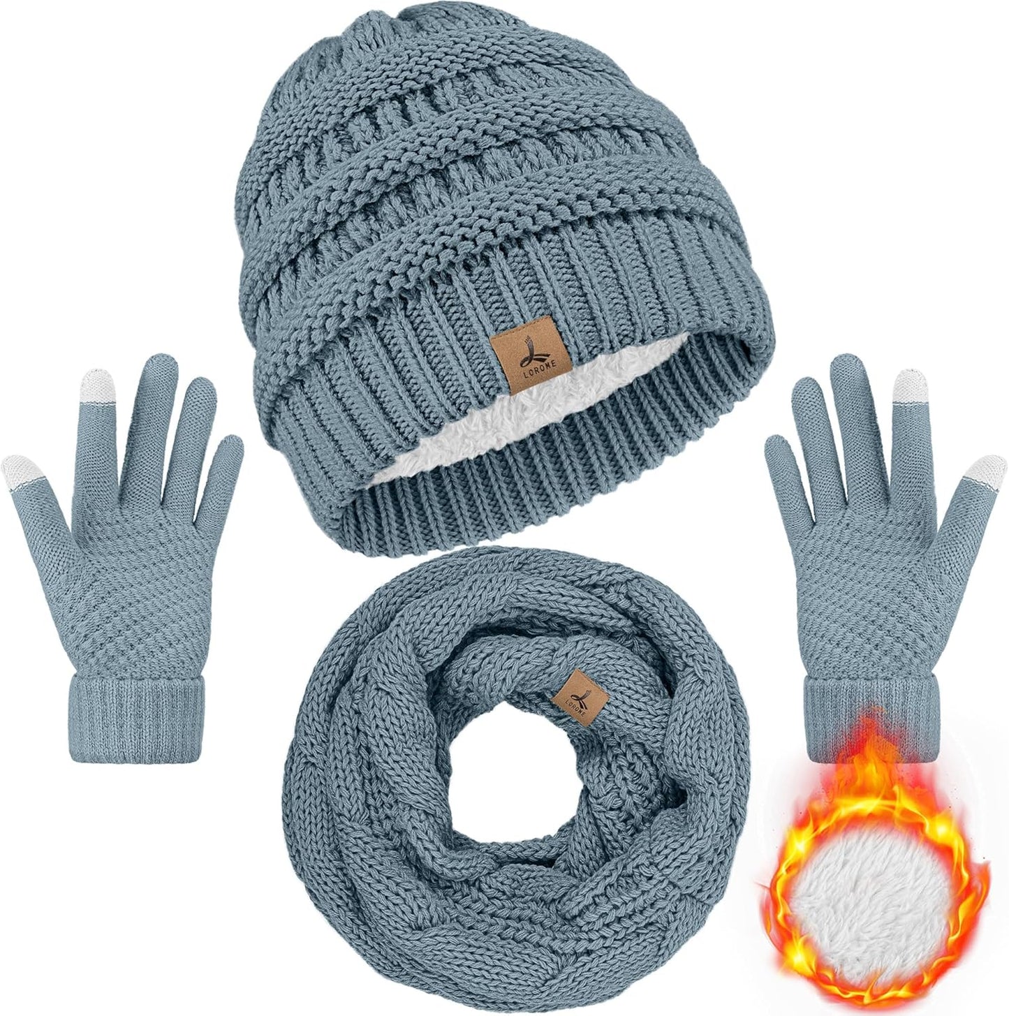 LOROME 3-in-1 Winter Set: Warm, Cozy, Stylish!