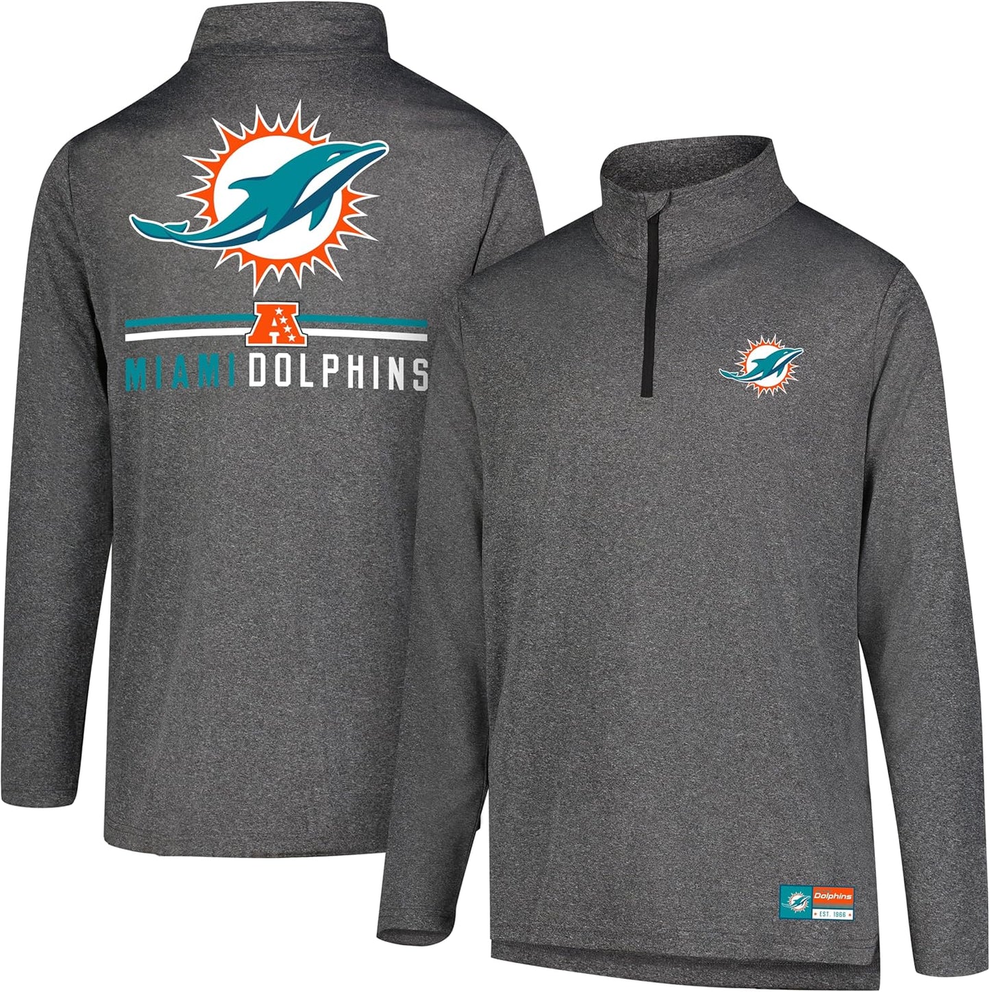 Ultra Game Men's NFL Official Super Soft Quarter Zip T-Shirt