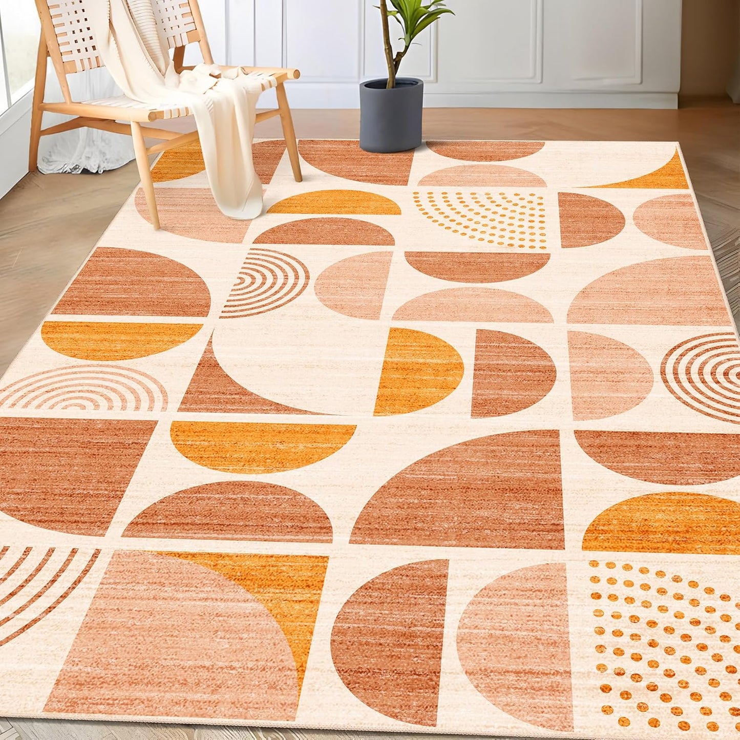 MUJOO Boho Rug 3x5 Washable Area Rug for Living Room and Bedroom