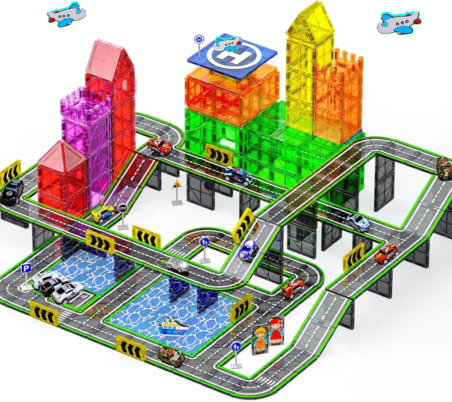 121PCS Magnetic Tiles Road Set for Creative Building Fun