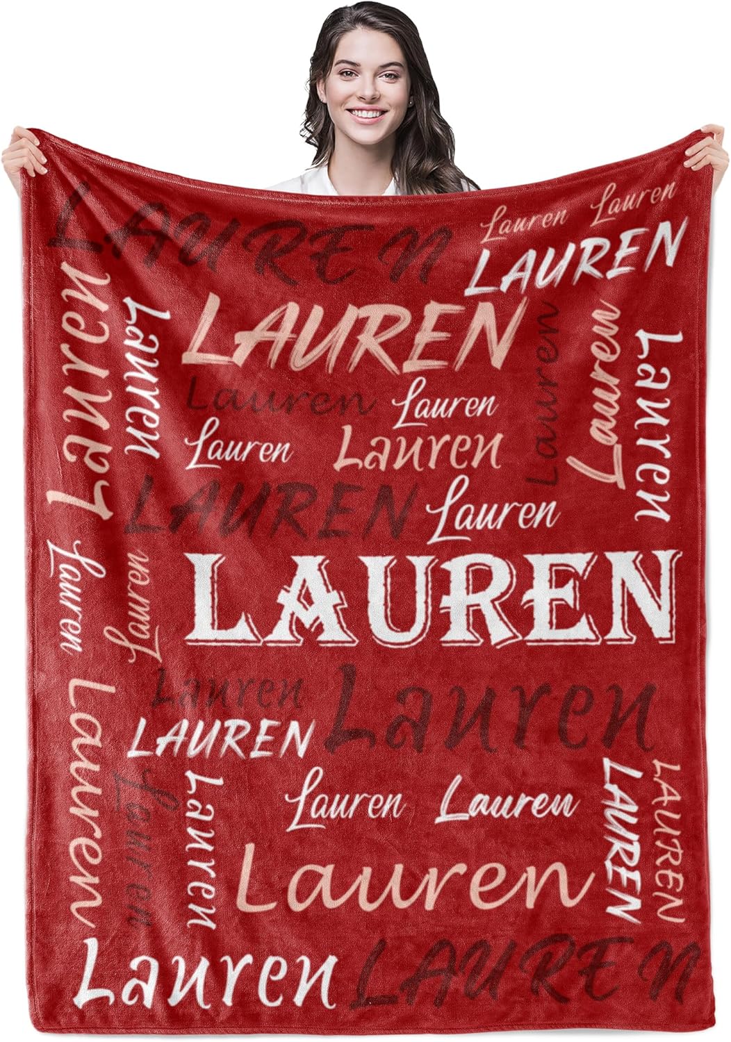 Personalized Custom Red Theme Light Soft Flannel Fleece Throw Blanket