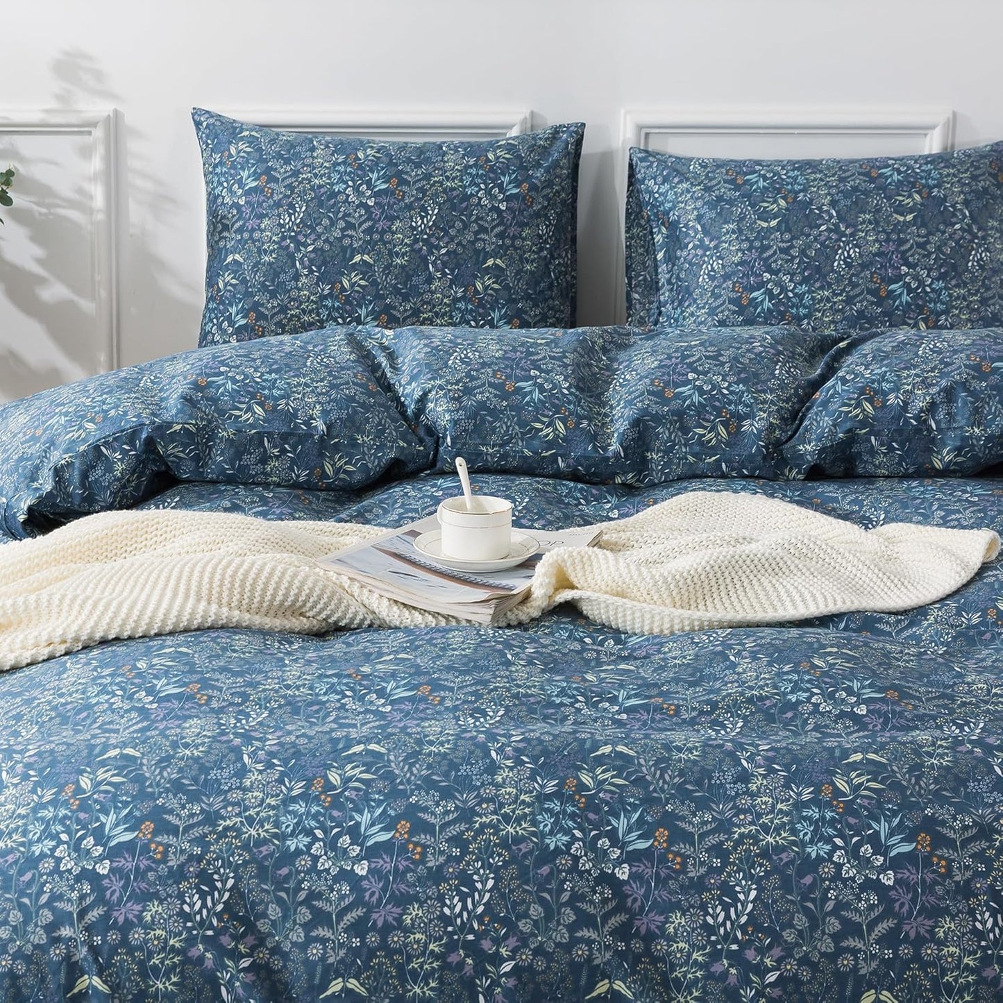 HoneiLife Twin Duvet Cover Set - 100% Cotton Floral Design