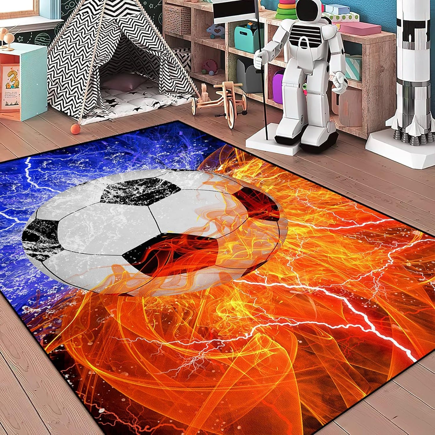 Jiospet Kids Soccer Ball Rug - Fun Room Decor!