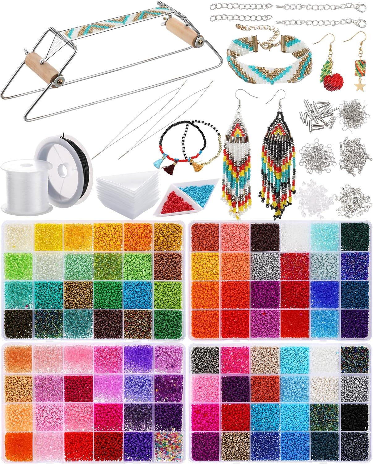 Jexine Bead Loom Kit for Adults with 48000 Pcs Beading Supplies