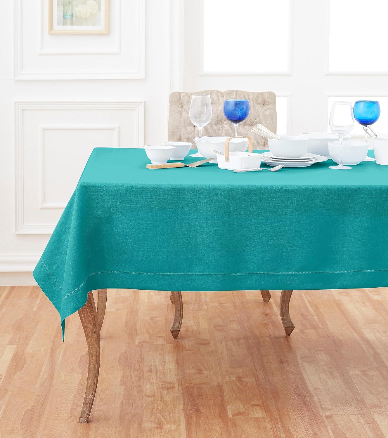 Linen Square Tablecloth 52 x 52 Inch for Stylish Dining