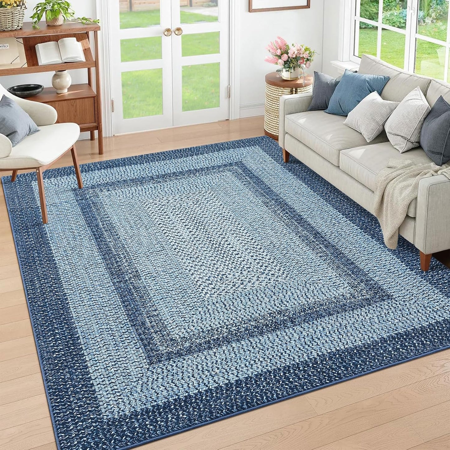 9x12 Large Washable Boho Accent Rug for Living Room Decor