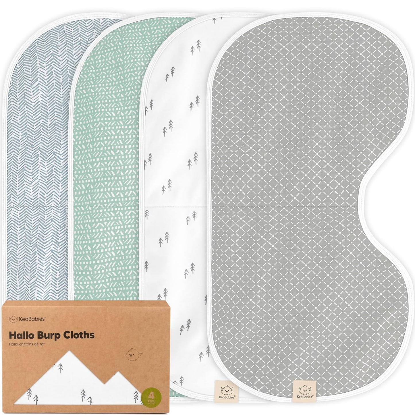 Organic Cotton Baby Burp Cloths - Extra Absorbent & Soft 4-Pack