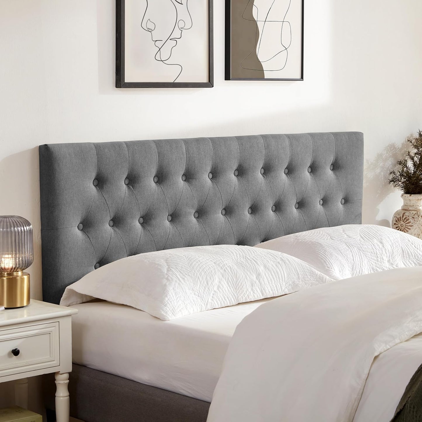 Tufted Upholstered Headboard Full Size with Adjustable Height
