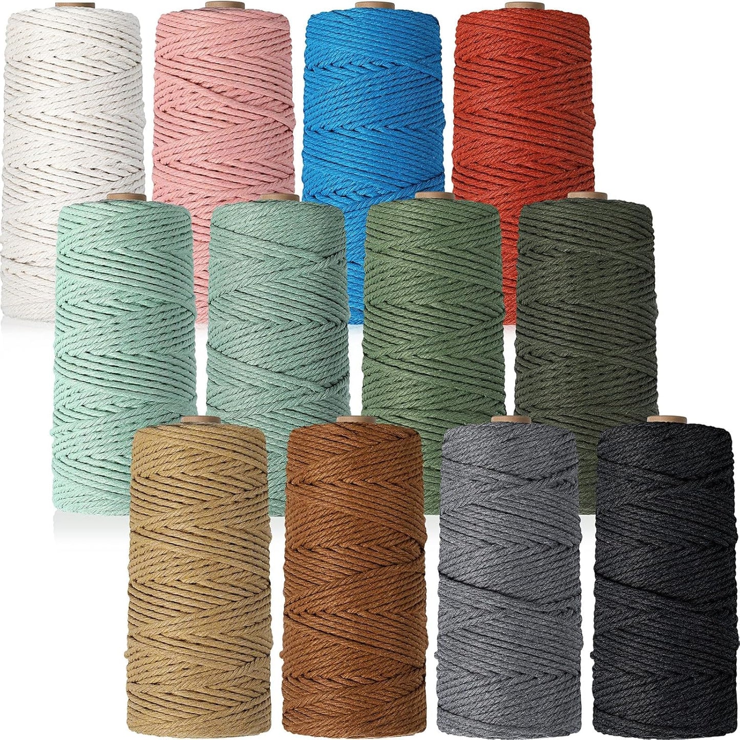 Wesnoy 12 Rolls Macrame Cord for Colorful DIY Crafts and Knitting