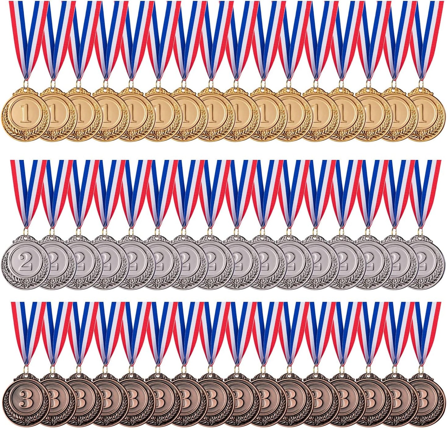 48 Pieces Gold Silver Bronze Award Medals for Competitions