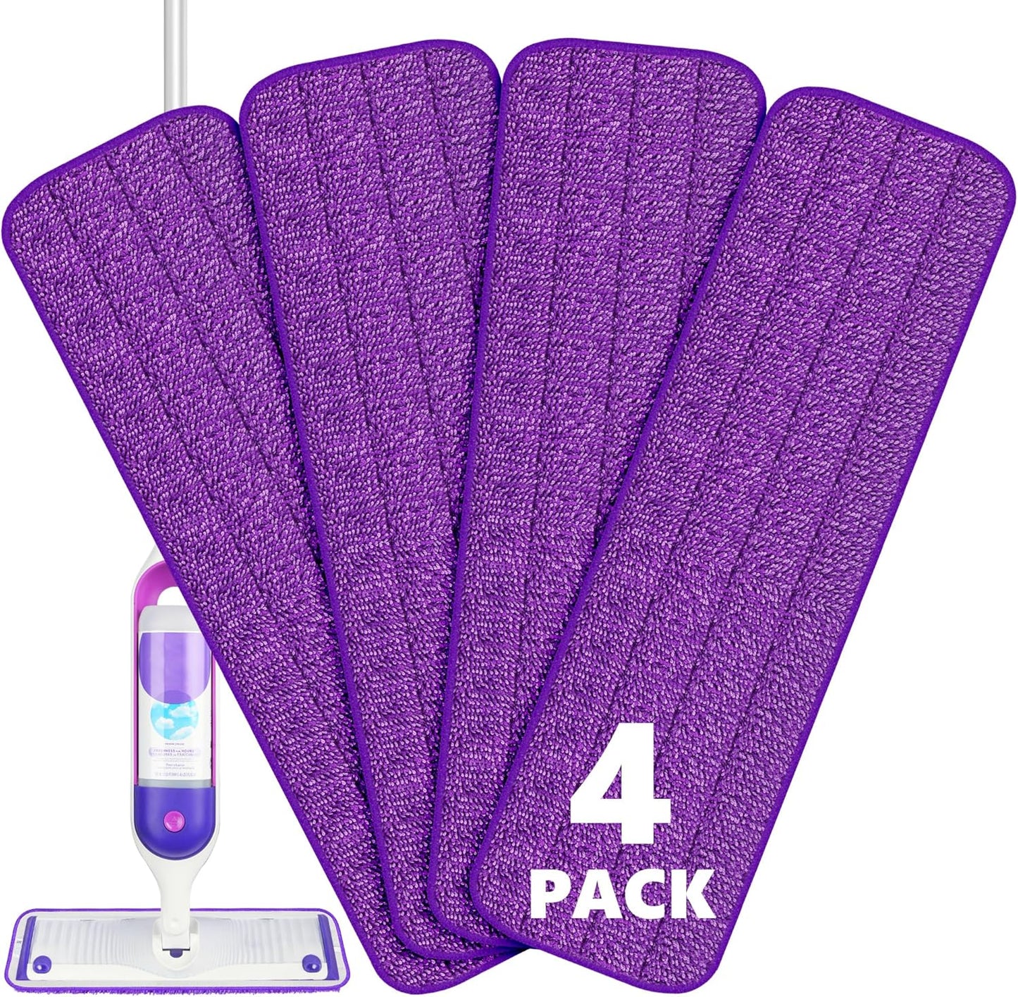 4X Washable Microfiber Power Mop Pads for Swiffer PowerMop