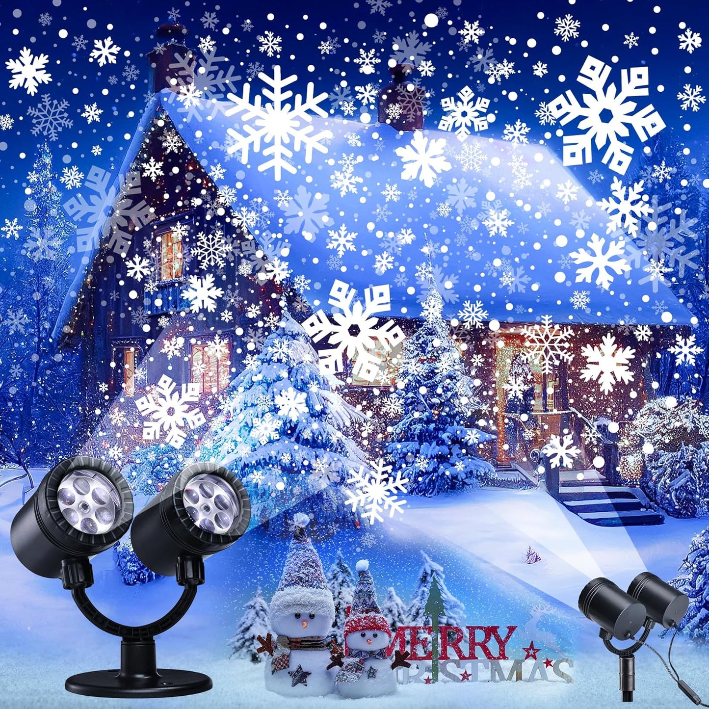 Dual Snowflake Projector - Festive Outdoor Lighting