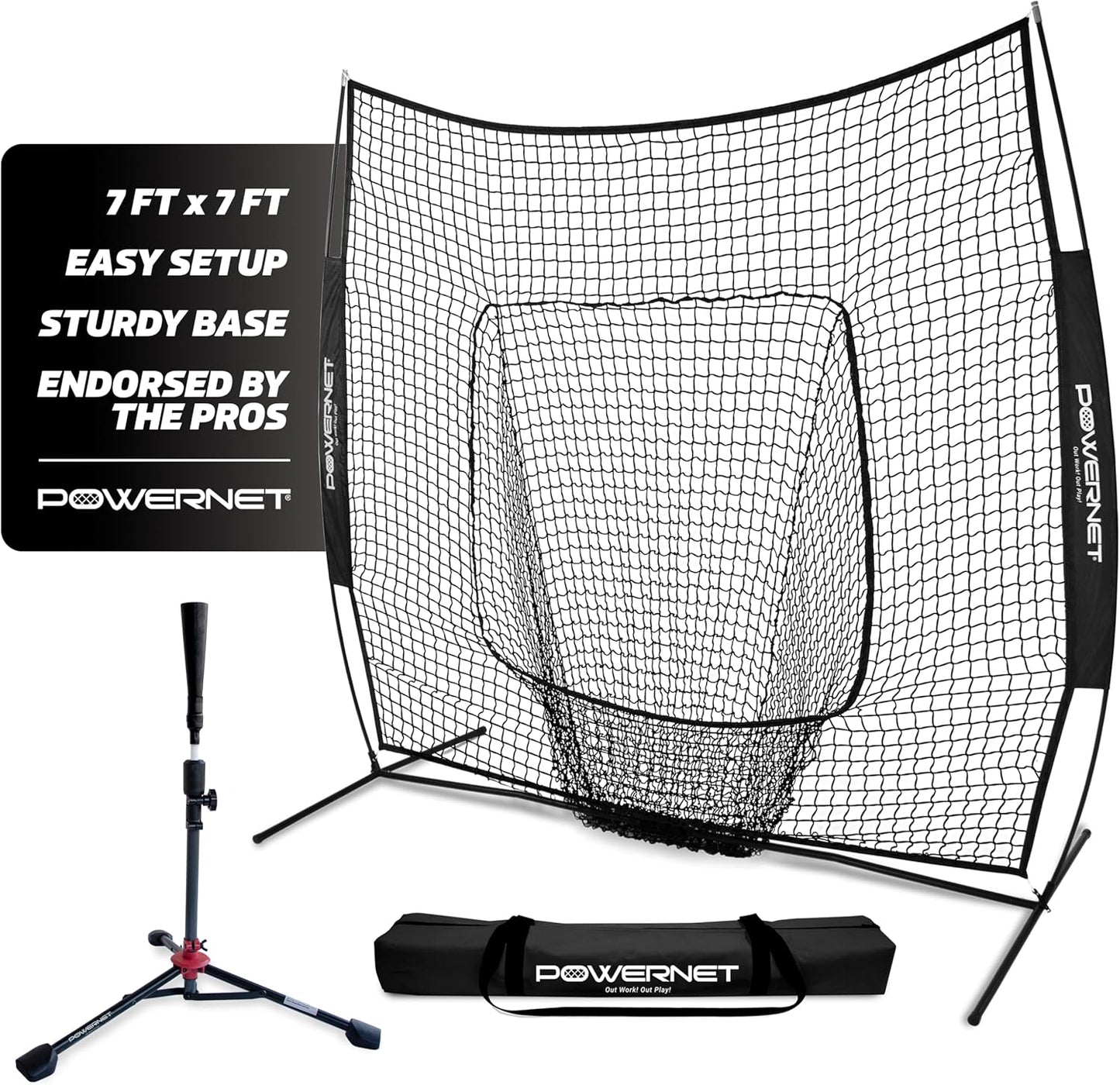 PowerNet Baseball Softball Practice Net 7x7 for Training