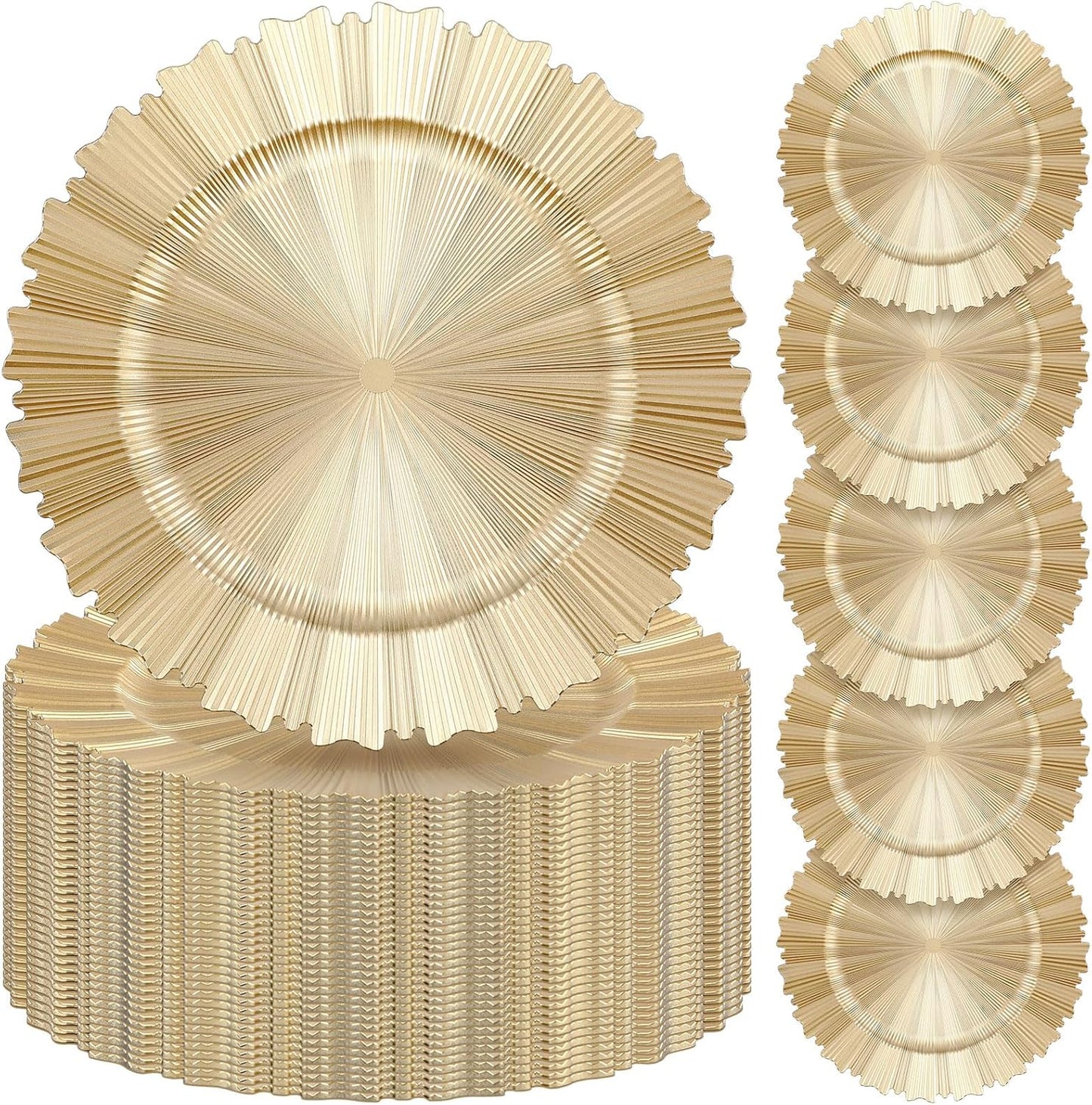 Gold Fluted Edge Charger Plates - Elegant Table Decor
