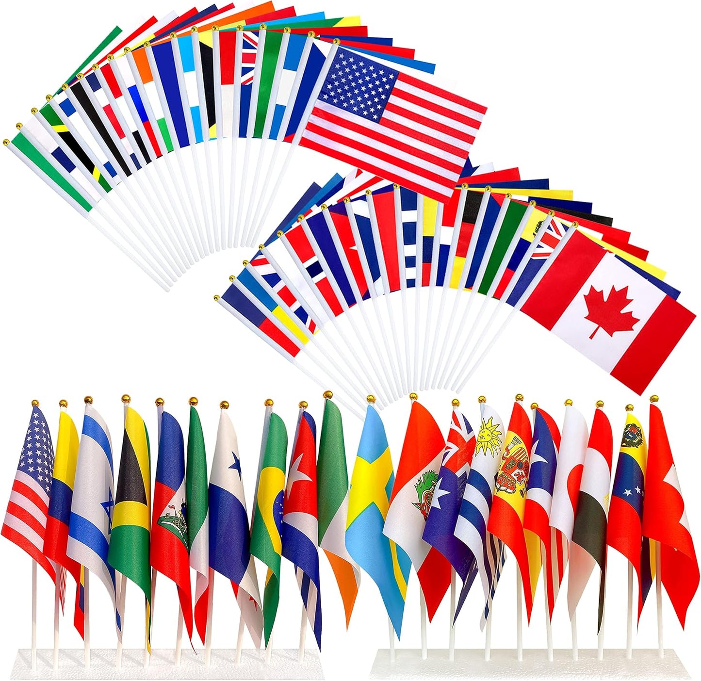200 Countries International Flags Mini Hand Held Flags on Stick