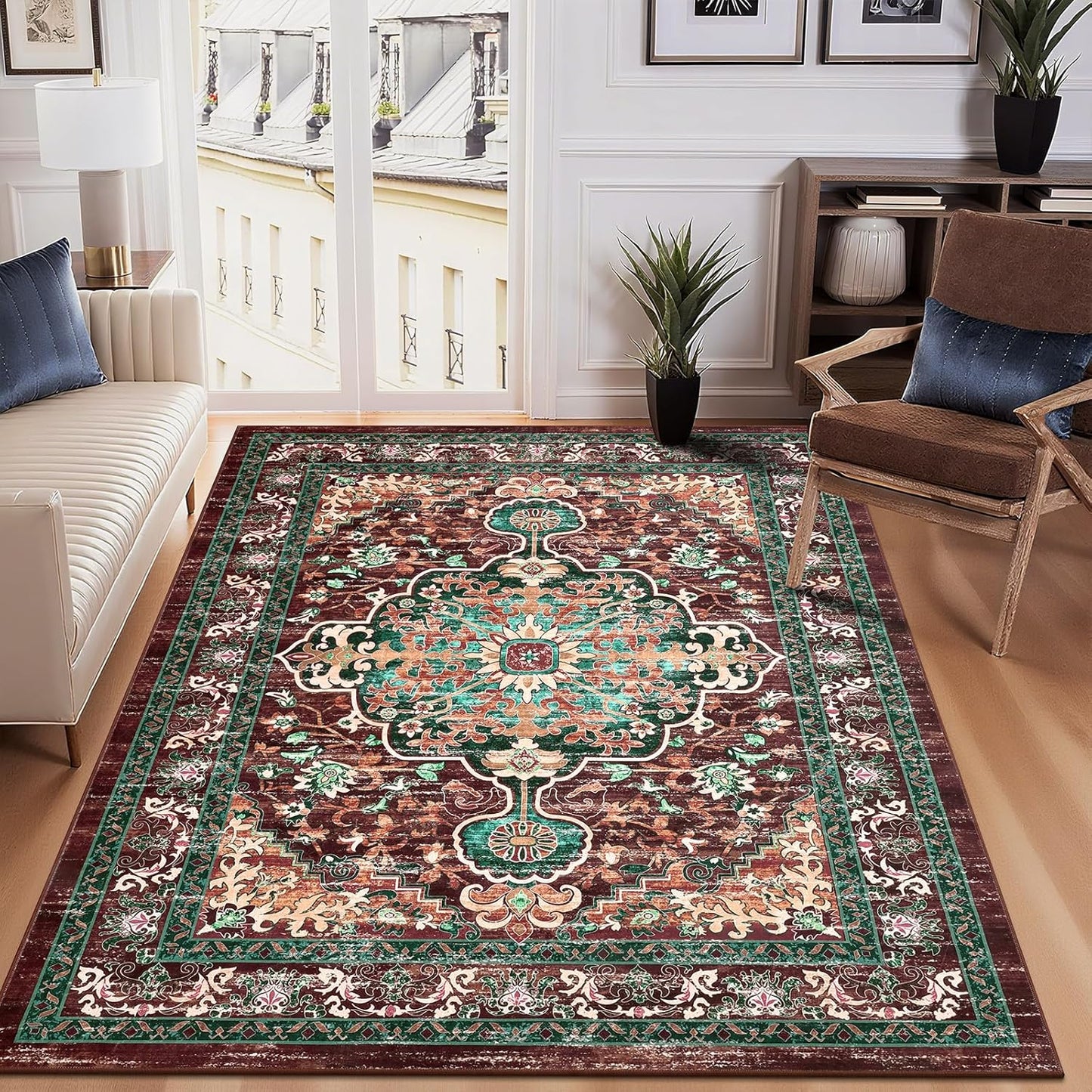 Boho Vintage Area Rug 5x7 - Soft Non Slip Floor Carpet