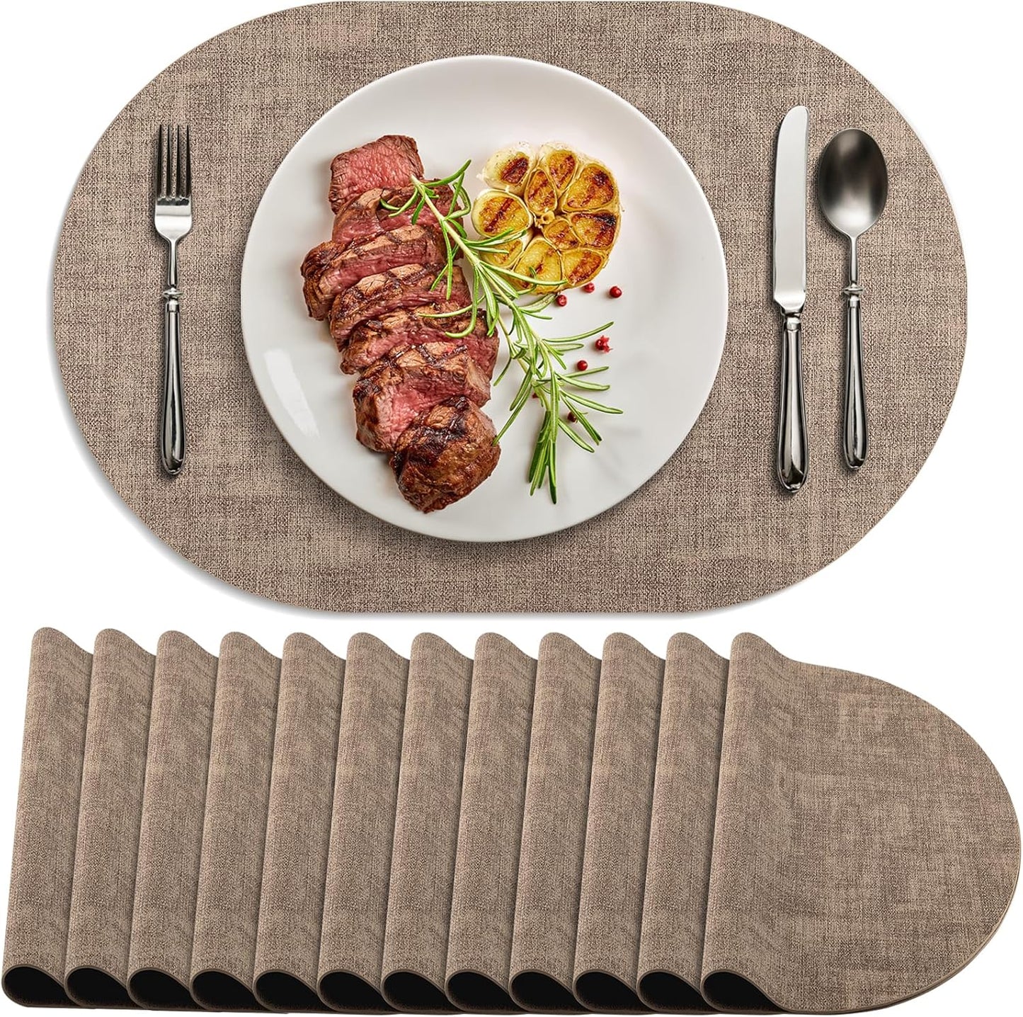Washable Faux Leather Placemats Set of 12 for Dining Tables