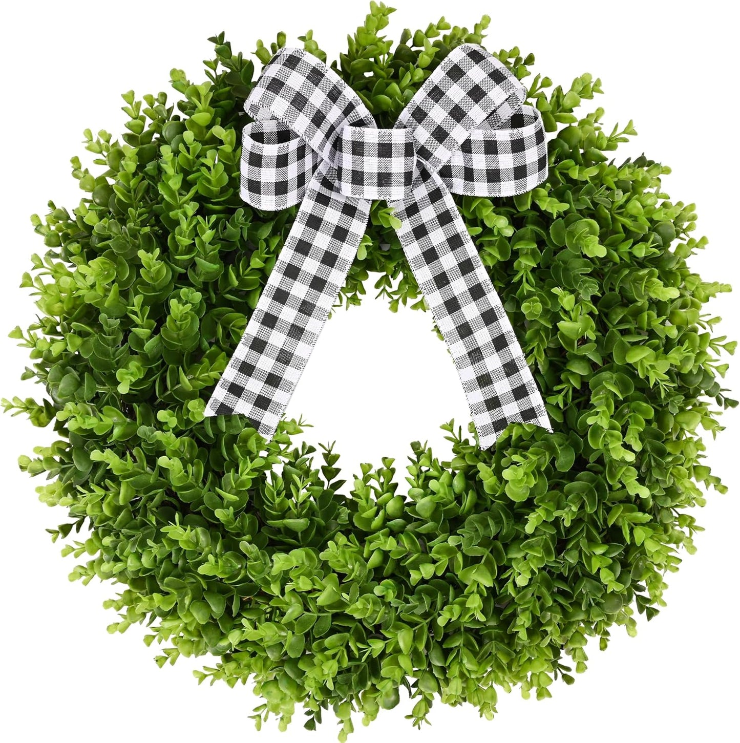 Vlorart 24in Faux Round Boxwood Wreath for All Seasons Decor