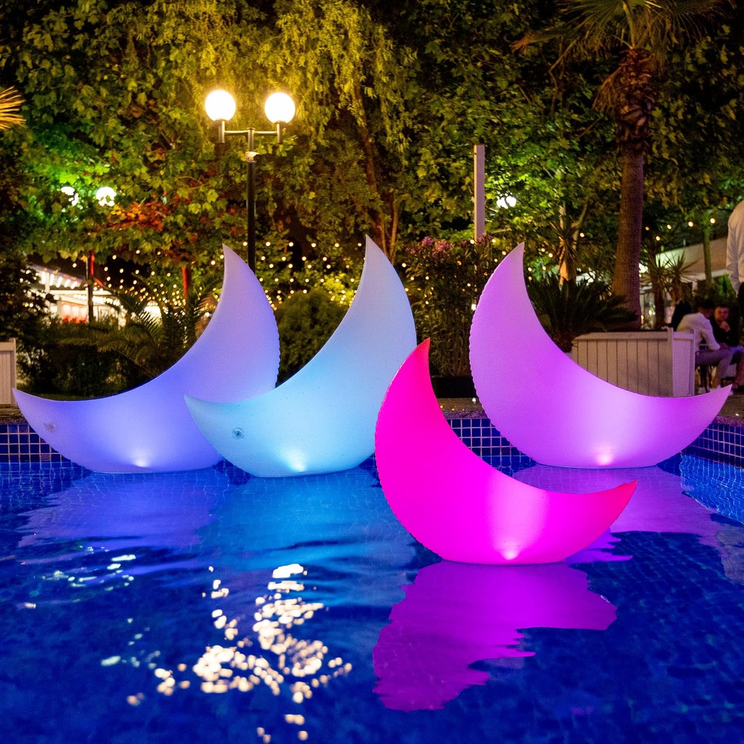 TIALLY Floating Pool Lights - Solar Powered Crescent Moon Decor