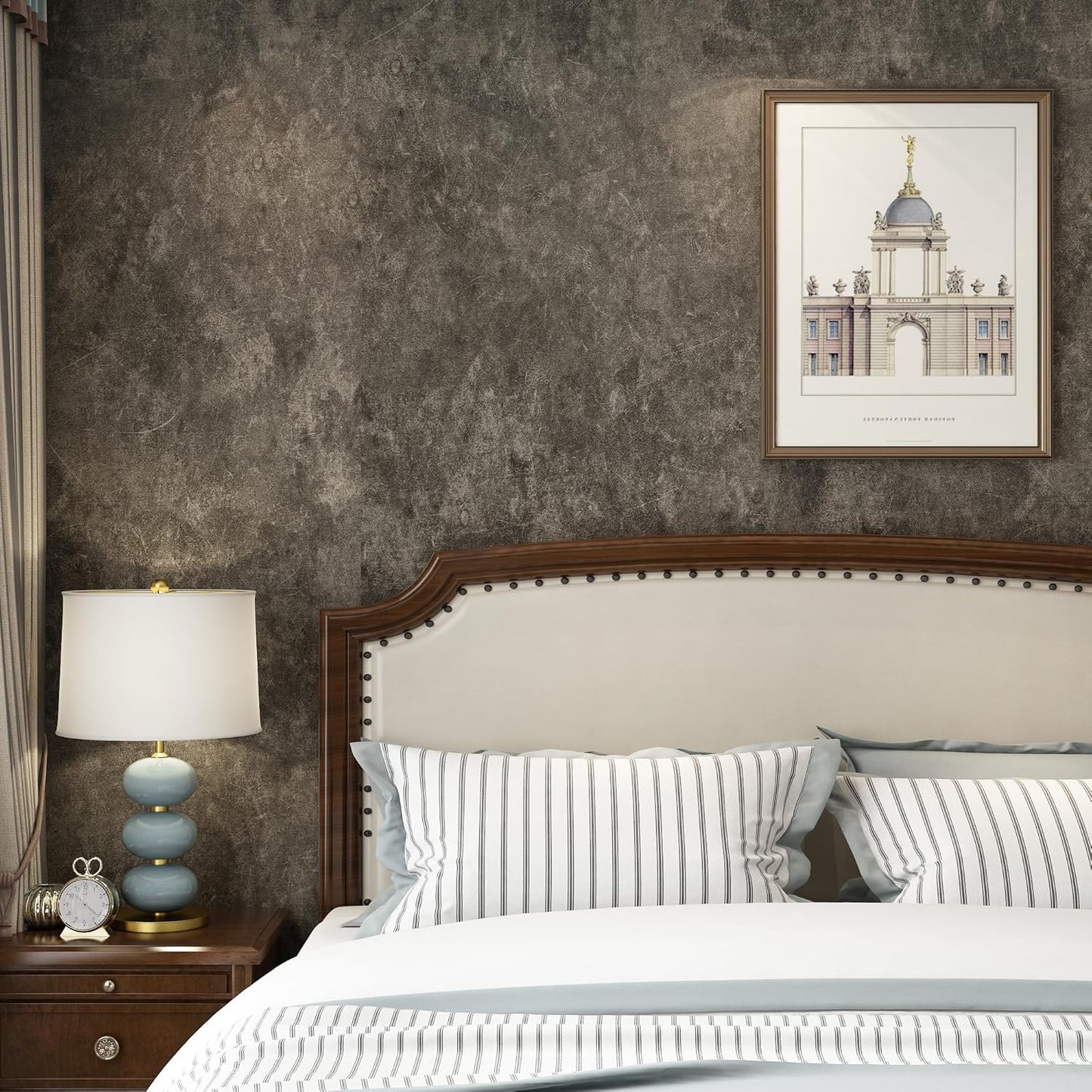 16 in Big Roll Thick Dark Brown Tan Grey Concrete Wallpaper