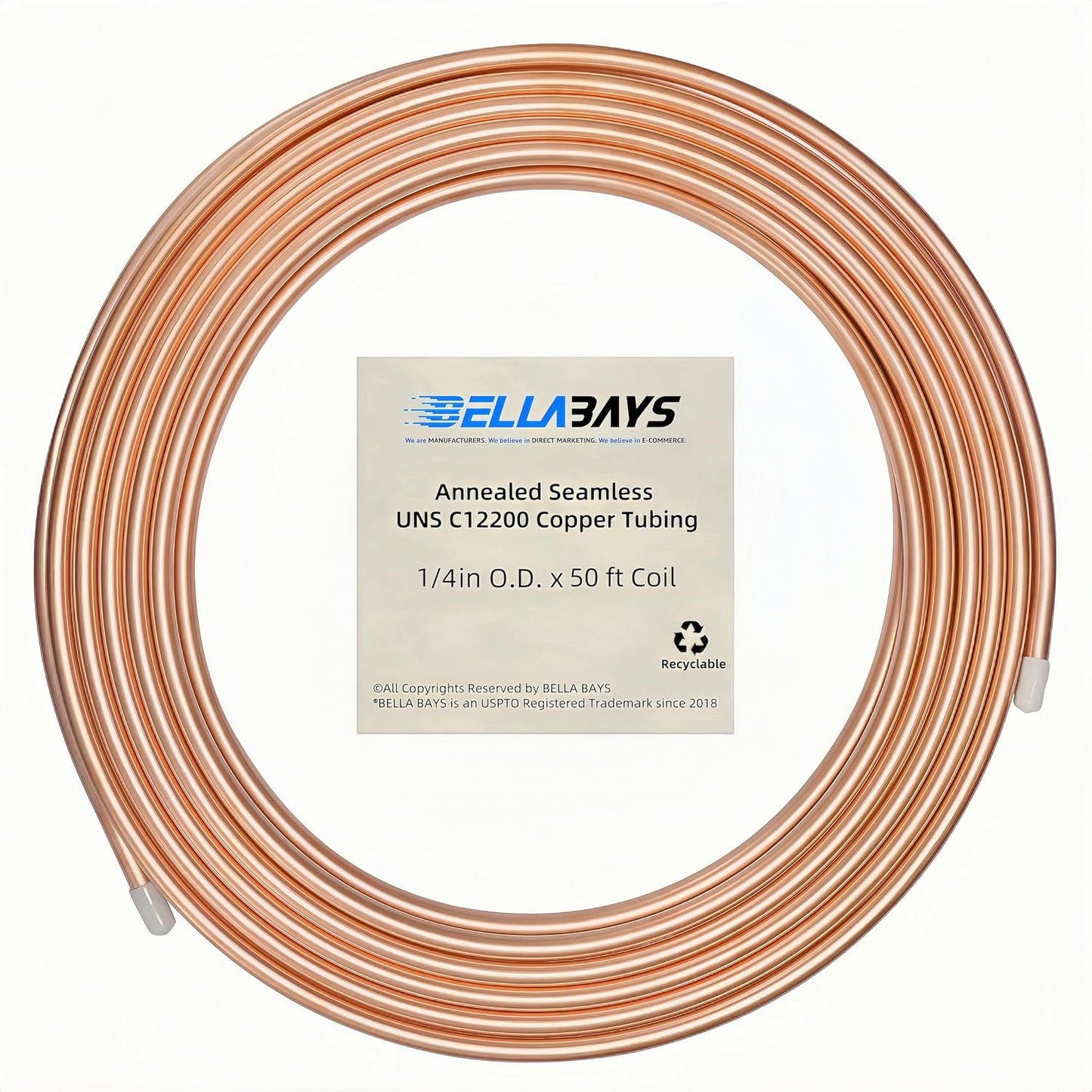 Copper Tubing 1/4 OD x 0.187 ID x 50 ft for HVAC and DIY
