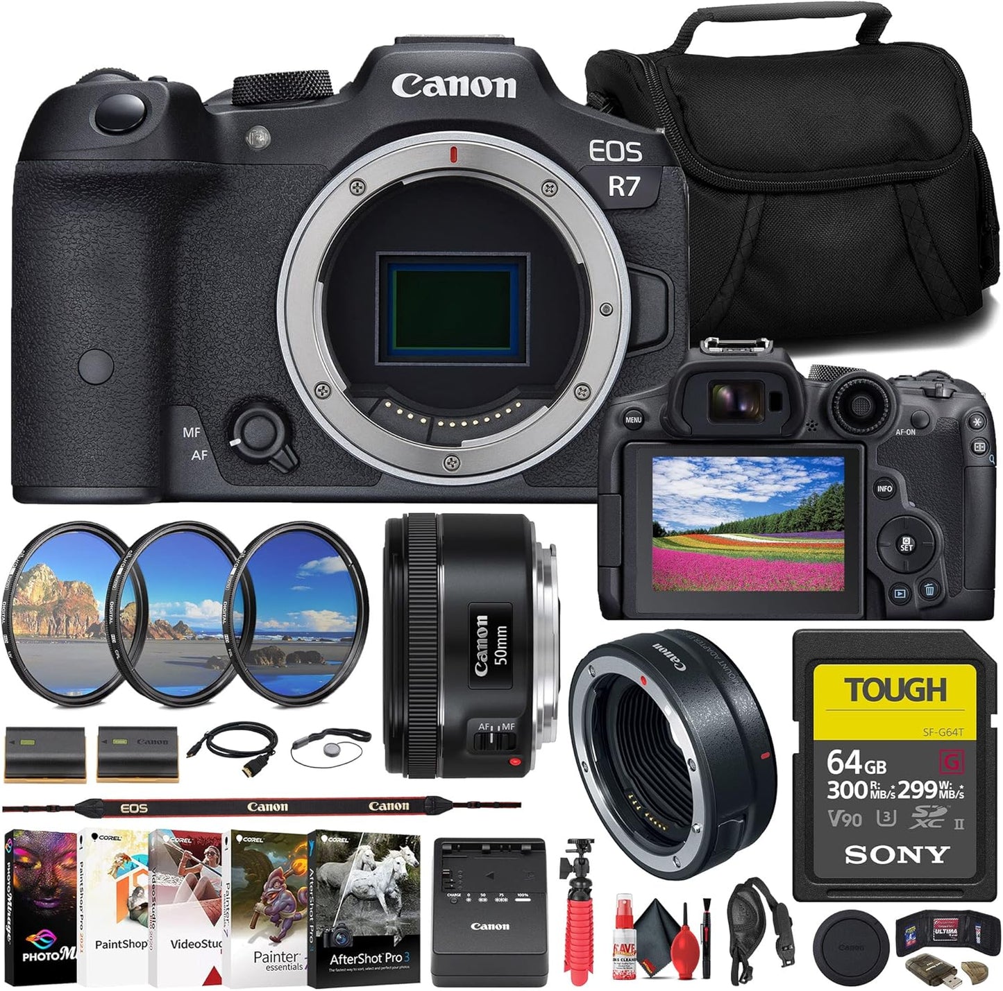 Canon EOS R7 Mirrorless Camera Bundle with 50mm Lens and More