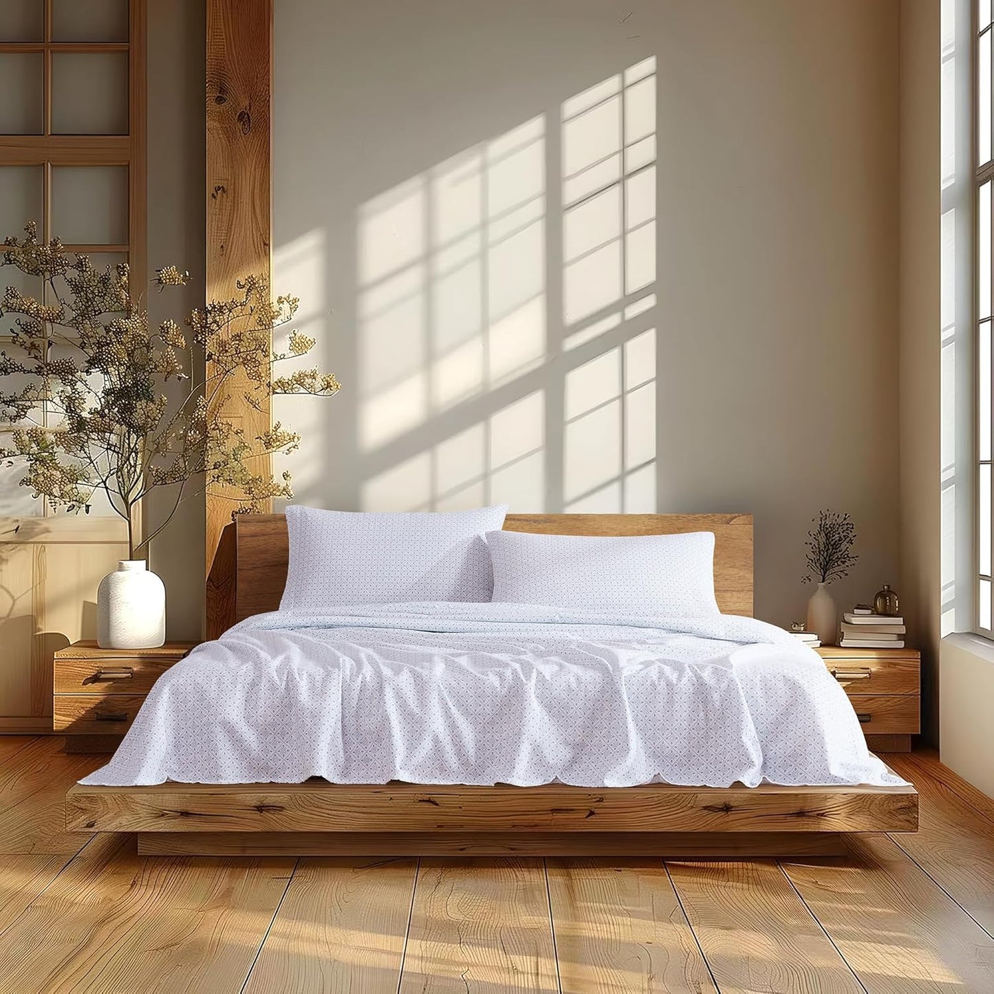 Cozy 100% Cotton Flannel Sheet Set for Queen Size Beds