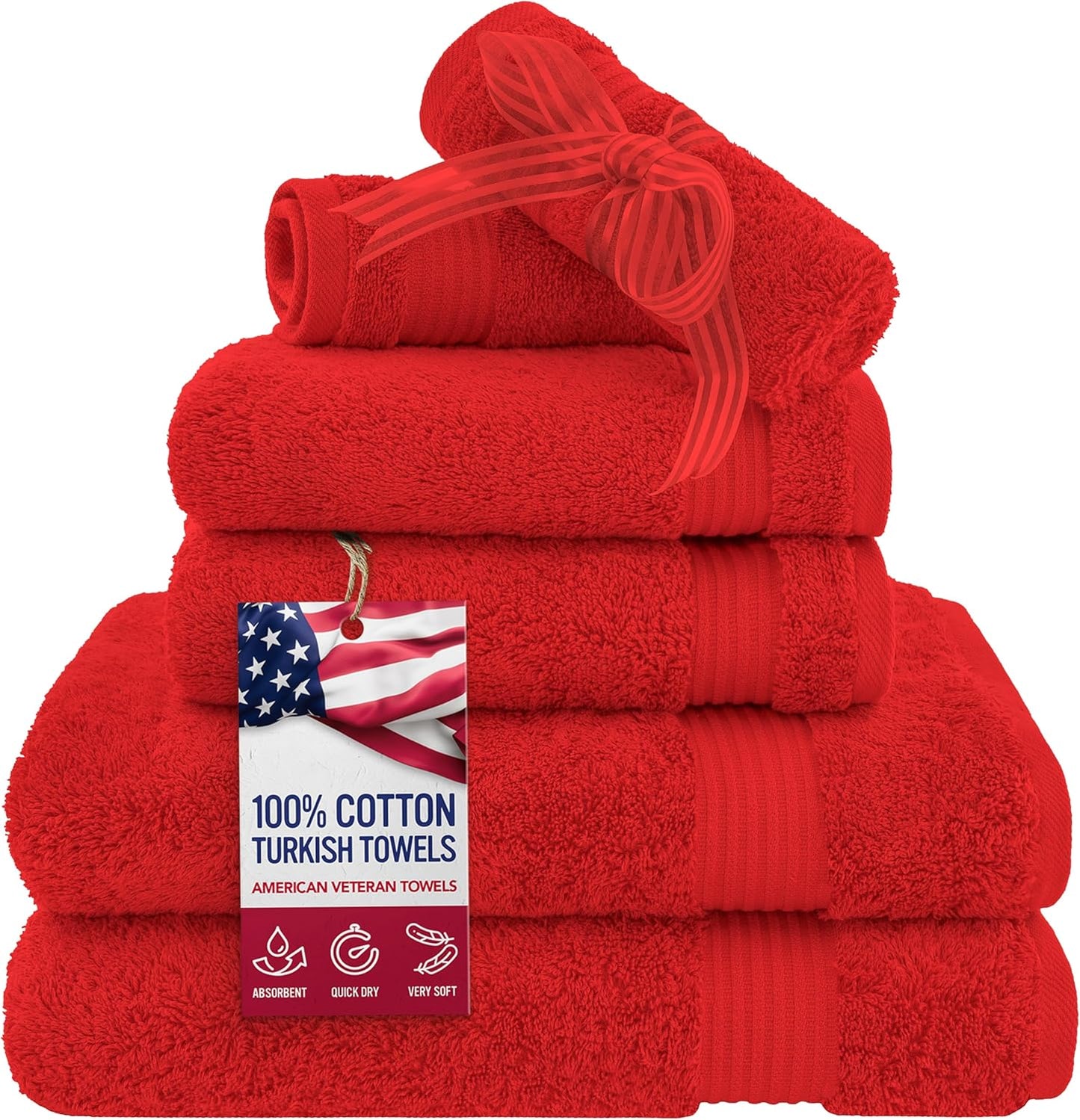 American Veteran Towel 6 Piece Set for Luxurious Bathroom Use