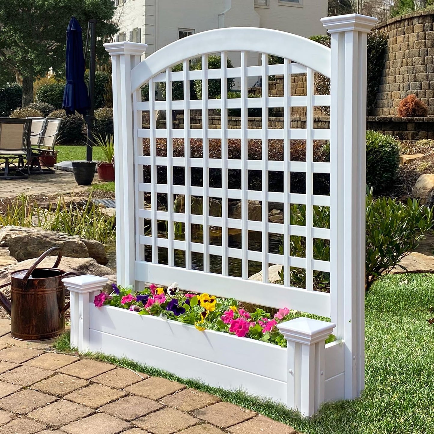 Freestanding Privacy Screen with Planter Box for Outdoor Spaces