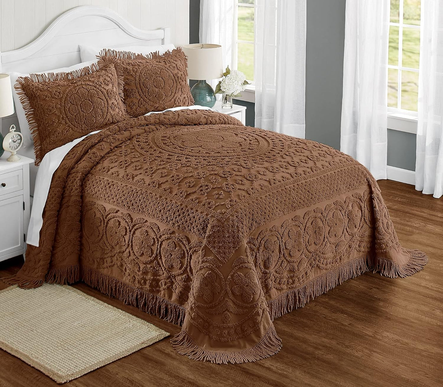 Montgomery Ward Emily Floral Chenille Bedspread for King Size